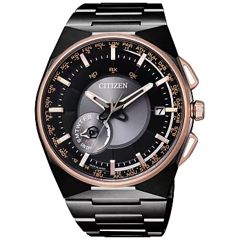 CITIZEN 衛星對時鈦金屬夏季限量款-黑X玫瑰金