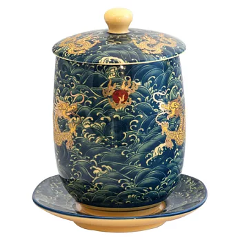 【鹿港窯】茶具組浮雕-富貴金龍雙層尊龍杯(瓷器)