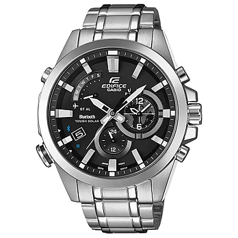 CASIO EDIFICE 急湧顛峰計時藍芽賽車腕錶-黑x銀