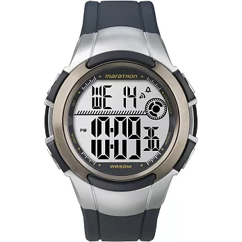 【TIMEX 】 鐵人系列 IRONMAN Marathon 馬拉松運動路跑數位腕錶-鐵黑x銀-TXT5K769