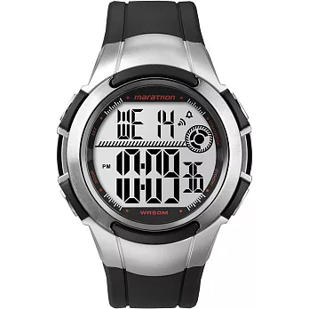 【TIMEX 】鐵人系列 IRONMAN Marathon 馬拉松運動路跑數位腕錶-黑x銀-TXT5K770