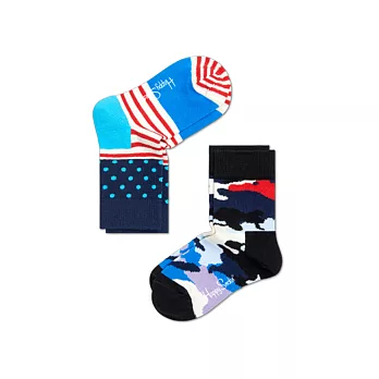 【G.T Company】Happy Socks Camo 瑞典時尚彩襪品牌童襪二入0~12M紅藍/黑藍