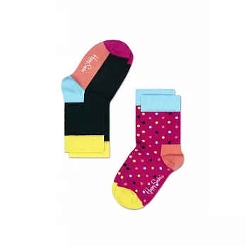 【G.T Company】Happy Socks Baby & Kids 瑞典時尚彩襪品牌童襪二入4~9M桃紅黑/黃桃紅
