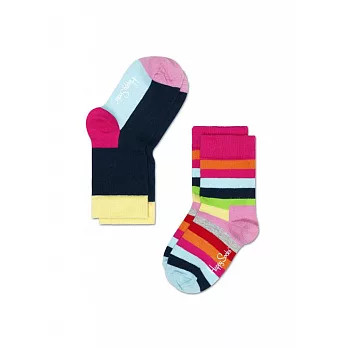 【G.T Company】Happy Socks Baby & Kids 瑞典時尚彩襪品牌童襪二入4~9M粉紅黑/天藍橘
