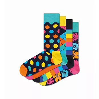 【G.T Company】Happy Socks 瑞典時尚彩襪品牌4入成人S橘黃藍