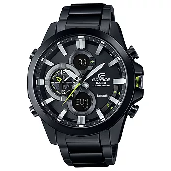 CASIO EDIFICE 精煉燃鋼計時藍芽賽車腕錶-黑