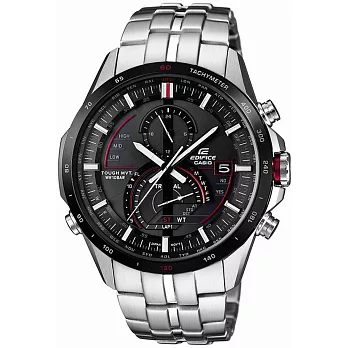 CASIO EDIFICE 流暢奔騰計時賽車腕錶-黑x銀