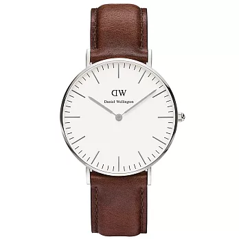 Daniel Wellington Classic Lady St Mawes時尚女錶-銀框x咖啡