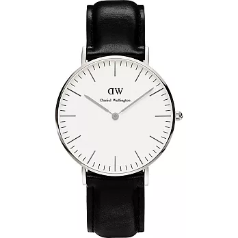 Daniel Wellington Classic Sheffield Lady時尚女錶-銀框x黑帶