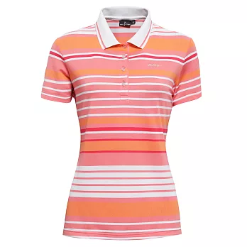 【hilltop山頂鳥】女款吸濕快乾短袖POLO衫S14FB1-M粉紅/白條紋
