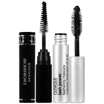 Dior 迪奧 絕對搶眼纖長睫毛膏(#090)(1.5ml)+倩碧 娃娃輕盈濃長睫毛膏(#01)(2ml)