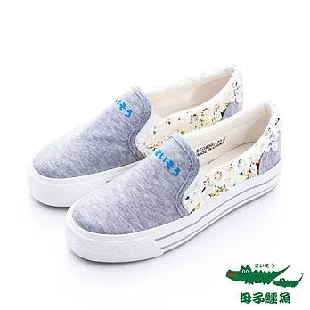 母子鱷魚(女)★ 碎花兒邊 鞋側拼接印字母子直套霸王鞋 - 花花灰24花花灰