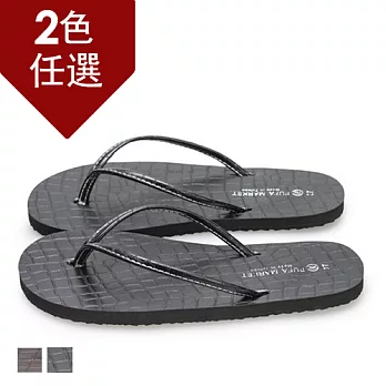 PLAYER紋路休閒夾腳拖鞋 (DP13)26黑