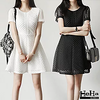 洋裝 鏤空立體蓬蓬裙連身裙 二色-HeHa-S(白色)