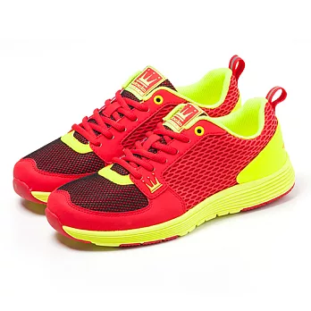 【DADA】城市美學螢光輕量慢跑鞋-男(炫麗紅-1151582002)9紅黃