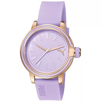PUMA 柔和悅色休閒腕錶-玫瑰金框x粉紫