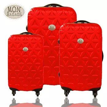 MON BAGAGE 金磚滿滿 ABS輕硬殼旅行箱行李箱三件組紅色