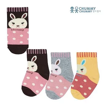 【CHUMMY CHUMMY】嬰幼兒可愛兔兔襪(10雙組/盒)1-2Y黃灰咖