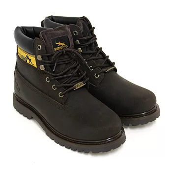 SNAIL蝸牛 粗曠個性臘感層次皮革綁帶短筒戰鬥靴40咖啡