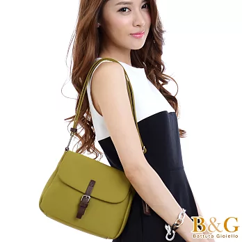 【B&G】義大利牛皮掀蓋文青風二用包(馬卡龍金)
