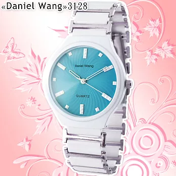 【Daniel Wang】時尚設計款-3128甜心馬卡龍造型錶-時尚白釘(藍色)