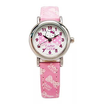 Hello Kitty 蝴蝶結的約定可愛時尚造型腕錶-粉紅色-KT005LWPP