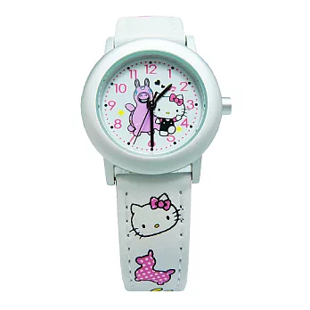 Hello Kitty 跳馬健將可愛時尚造型腕錶-白色-KT010LWWW