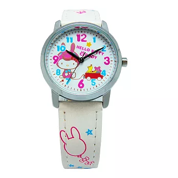 Hello Kitty & 跳跳馬限量聯名款 可愛時尚造型腕錶-白色-KT009LWWW