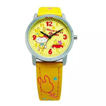 Hello Kitty & 跳跳馬限量聯名款 可愛時尚造型腕錶-黃色-KT009LWYY