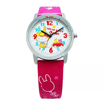 Hello Kitty & 跳跳馬限量聯名款 可愛時尚造型腕錶-桃紅色-KT009LWWR
