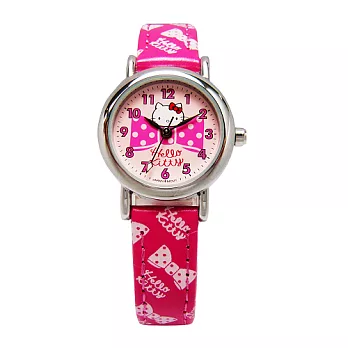 Hello Kitty 蝴蝶結的約定可愛時尚造型腕錶-桃紅色-KT005LWPR-1