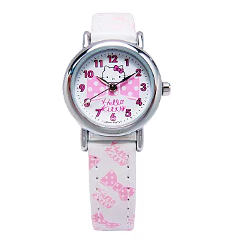 Hello Kitty 蝴蝶結的約定可愛時尚造型腕錶-白色-KT005LWPW