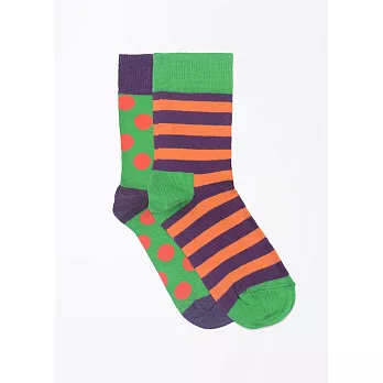 【G.T Company】Happy Socks Baby & Kids 瑞典時尚彩襪品牌童襪二入 KBD02-0584~9M紫綠橘