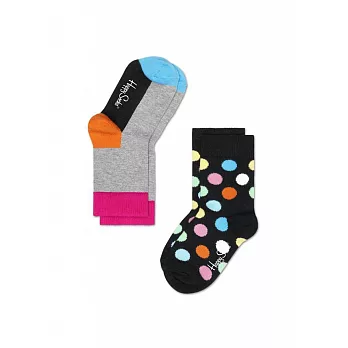 【G.T Company】Happy Socks Baby & Kids 瑞典時尚彩襪品牌童襪二入 KBD02-09810~18M黑灰藍