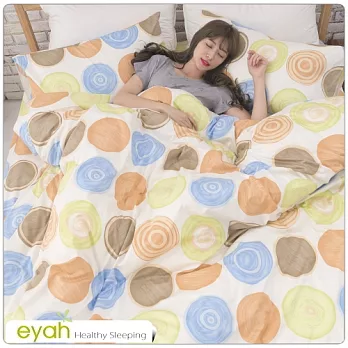 【eyah】單人三件式精梳純棉兩用被床包組-LV棒棒糖-綠