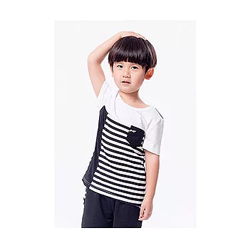 GU黑白拼色條紋時尚洋裝親子裝(小孩)95黑白條紋