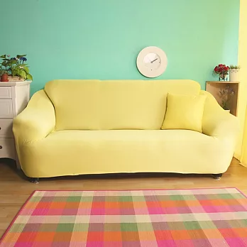 【HomeBeauty】超涼感冰晶絲彈性沙發罩-3人座-共六色檸檬草
