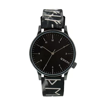 KOMONO Winston Rune 北歐古文印花腕錶-41mm黑