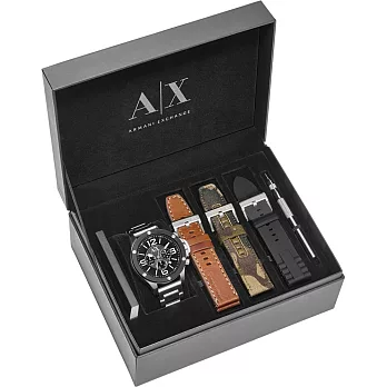 A|X Armani Exchange 卓見品味時尚都會三眼套錶組