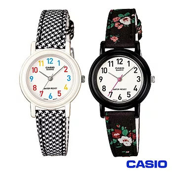 CASIO卡西歐 甜美的扶桑印花時尚指針腕錶 (二款任選)扶桑印花-黑