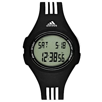 adidas 潮流曲線數位電子腕錶-白線x黑