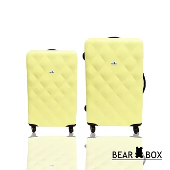 Bear Box 水漾菱格系列ABS輕硬殼行李箱/旅行箱 兩件組24+20吋淡黃色