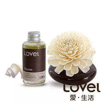 Lovel南法天然香氛精油擴香組(海洋)藝術咖瓶+紙花