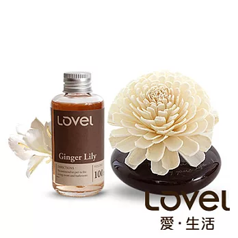 Lovel南法天然香氛精油擴香組(野薑花)藝術咖瓶+紙花