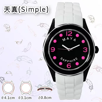 MAYA M-11013天真(Simple)俏麗靚亮繽紛彩系石英腕錶(白色錶帶/桃字)