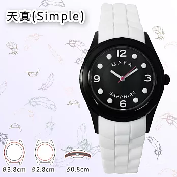MAYA M-11014天真(Simple)俏麗靚亮繽紛彩系石英腕錶(白色錶帶/白字)