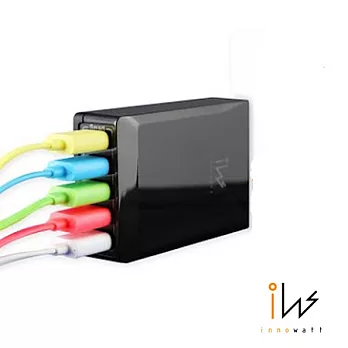 innowatt 40W Power SOHO 五USB輸出口電源供應器黑色