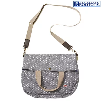 ROOTOTE菱格紋撲綿兩用斜背包-淺灰底圓點點(236302)