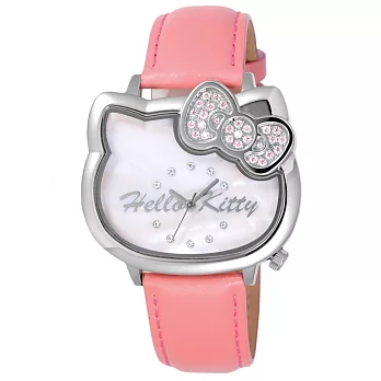 Hello Kitty 俏皮經典造型腕錶-粉橘