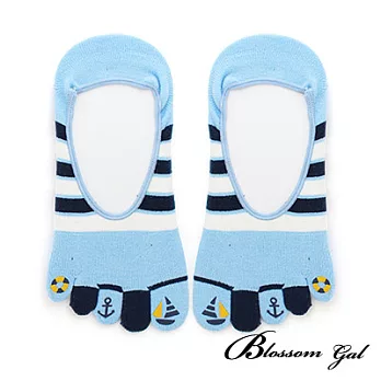 Blossom Gal日本進口條紋帆船隱形五趾襪(共四色)藍